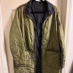 Carly Jean Los Angeles Quilted Olive Green Reversible Jacket